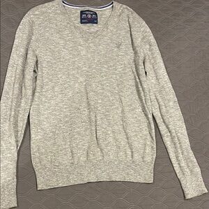 Abercrombie & Fitch Light Gray V-Neck Sweater
